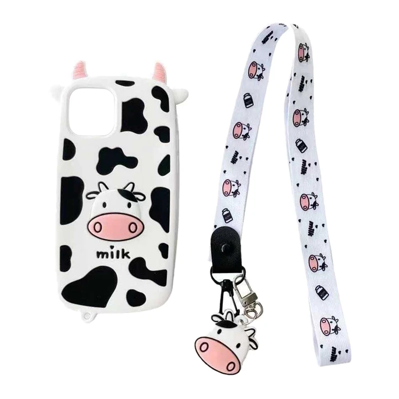 

Чехол для Iphone 12, роскошный силиконовый мягкий чехол с полной защитой, корова с ремешком для Iphone 12, чехол для телефона
