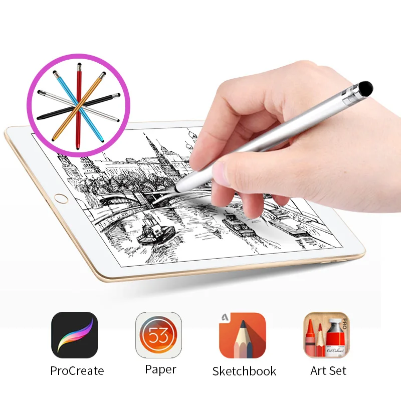 Металлический стилус-ручка для телефона с двумя сенсорными разъемами на базе