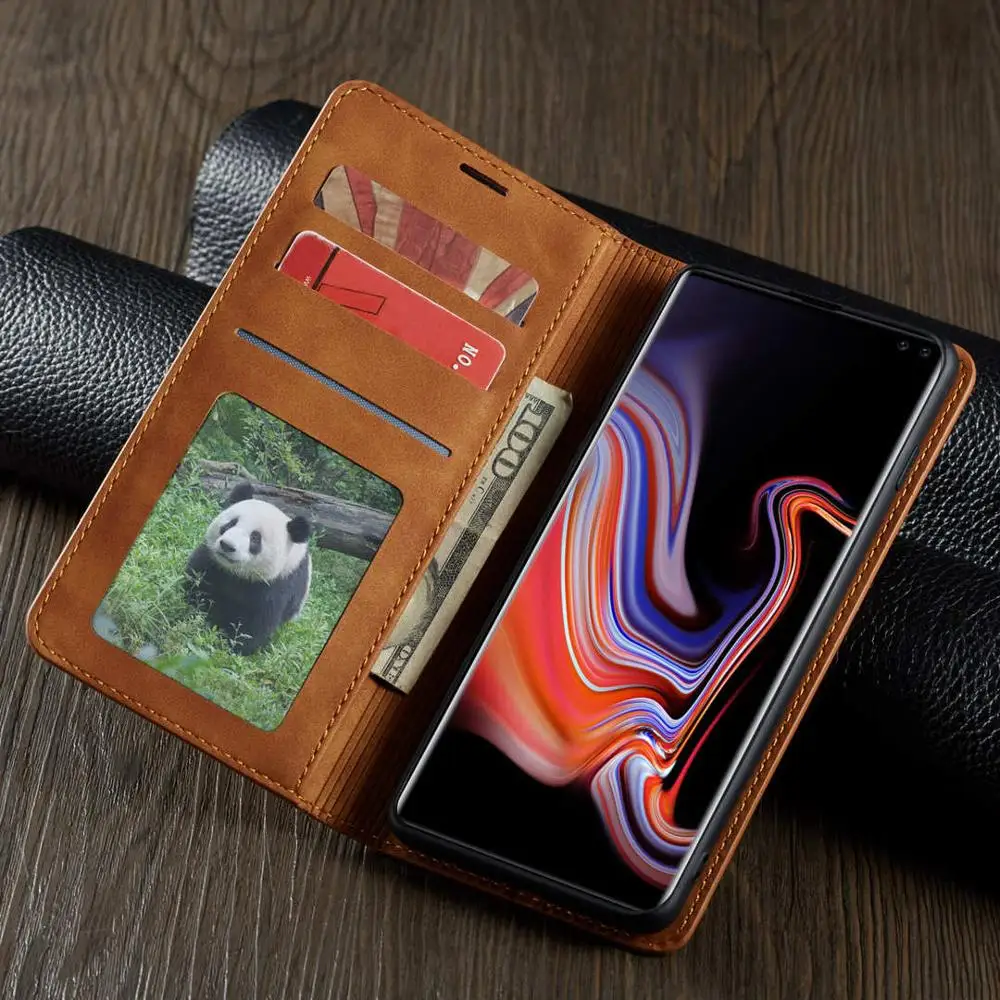 Магнитный кожаный флип чехол для телефона Samsung Galaxy S10 S9 S8 Plus A10 A20 A20E A30 A40 A50 A60 A70 A80 A90