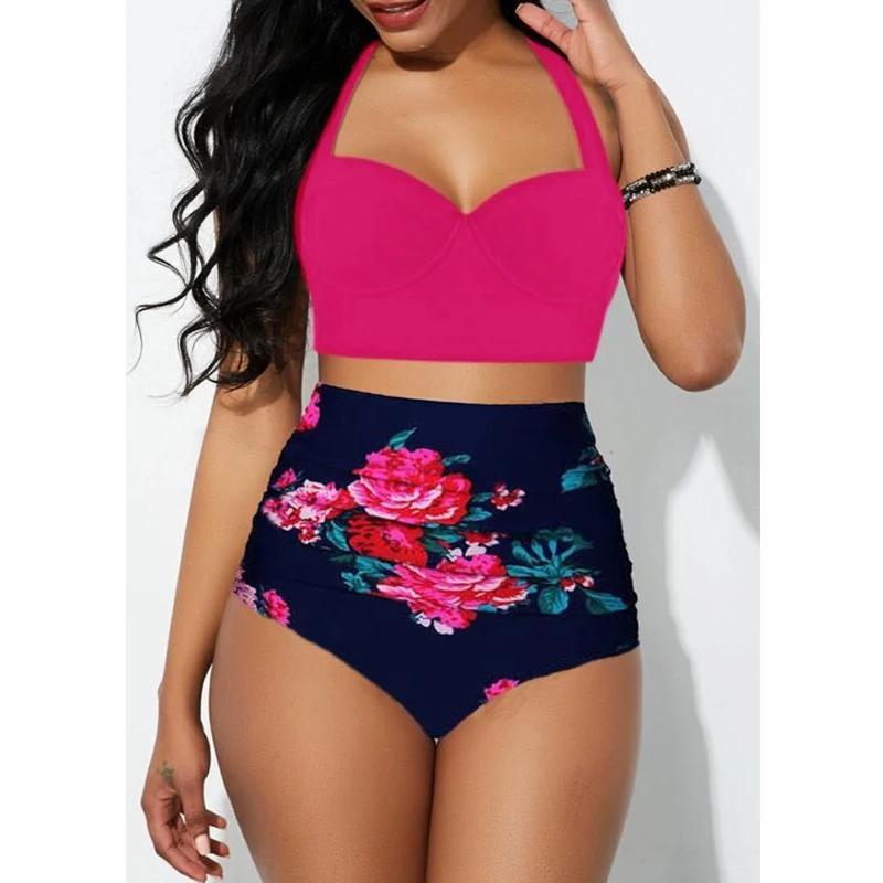 

2021 New Sexy Plus Size Bikini Women High Waist Swimsuit Push Up Bikini Set Plus Size Swimwear Female Bathing Suit Beachwear 5XL