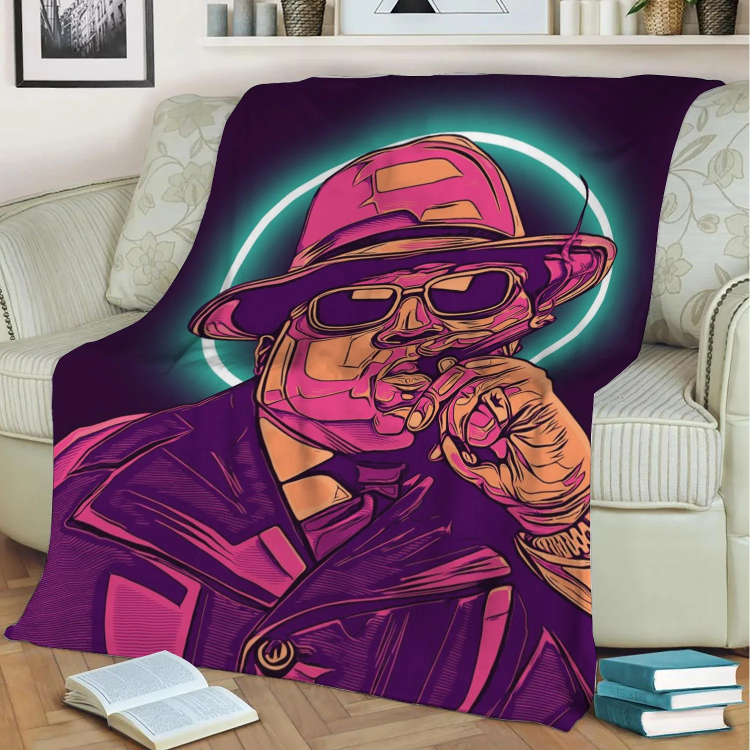 

Плюшевое одеяло Biggie Smalls с 3D принтом, накидка на диван, домашний декор, мягкое теплое моющееся одеяло для сна, Прямая поставка