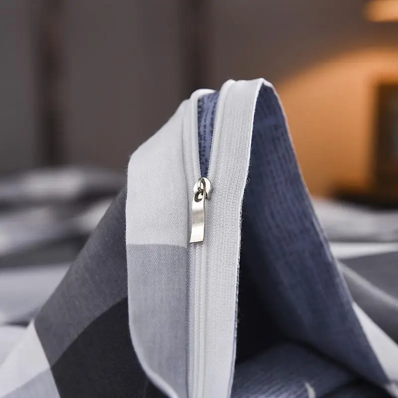 

100% Cotton Printed Classic stripe lattice Bedding Set Soft Duvet Cover Sets Pillowcases Twin Full Double Queen King Size 1/3Pcs