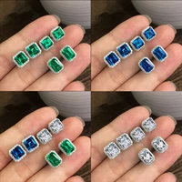 simple squarerectangular cubic zirconia stud earrings for women temperament accessories wedding engagement fashion jewelry 2021