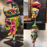 halloween transparent candy cans jar with cover bubble gum machine color skull candy storage tank dessert display stand