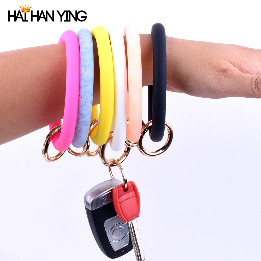 Новая мода o sequin силиконовая Женская цепочка для ключей преувеличенная круглая