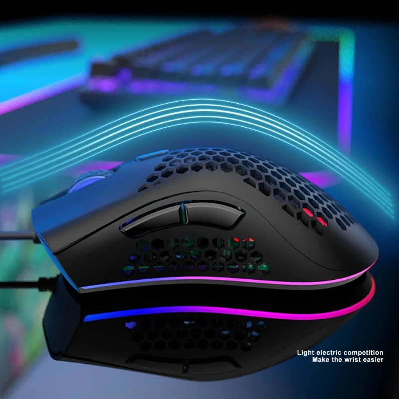 

Lightweight M7 Gaming Mouse Honeycomb Shell Ergonomic Mice with Soft Rope Cable