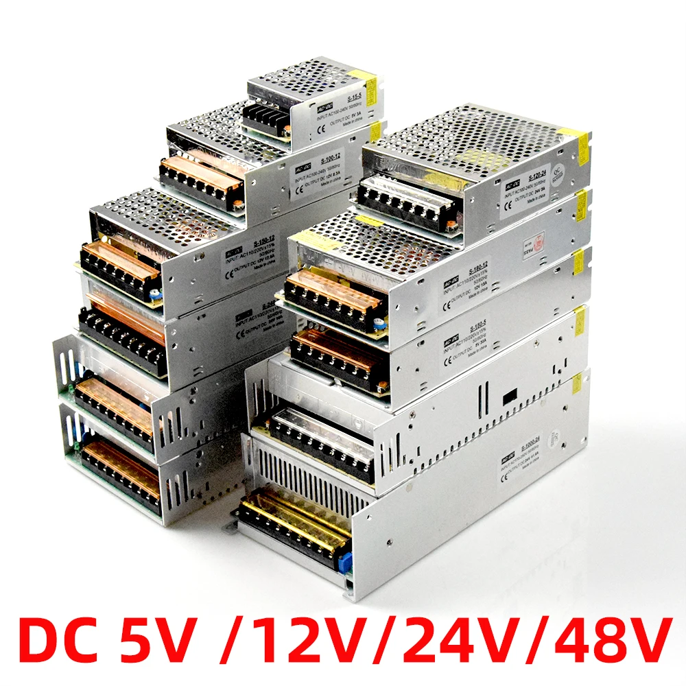 Светодиодный Питание 12v 24v 48v 5v 1a 2a 3a 5a 10a 15a 20a импульсный источник Питание освещение Трансформатор Адаптер Источники питания