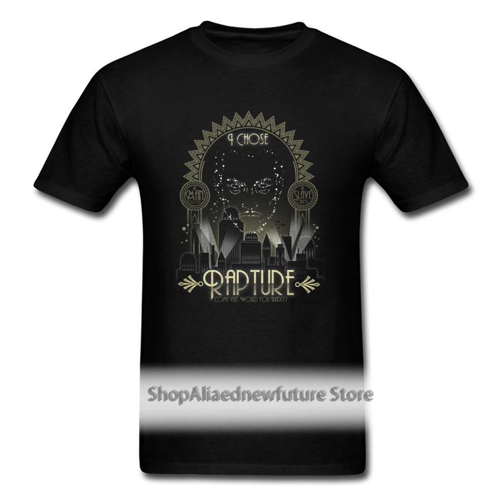 

I Chose Rapture 2021 Men City Panorama Print Black T-shirt Cartoon Character Hip Hop Tops & Tees O Collar Letter Tshirt