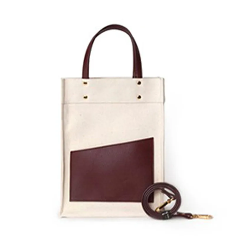 

2019 autumn/winter fashion stitched canvas handbag stiletto bag