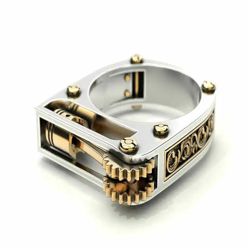 

Punk Mechanical Ring Carving Craft Motorcycle Single Cylinder Engine Ring Size 6-10 Rings For Women Ring Men Unisex Gift