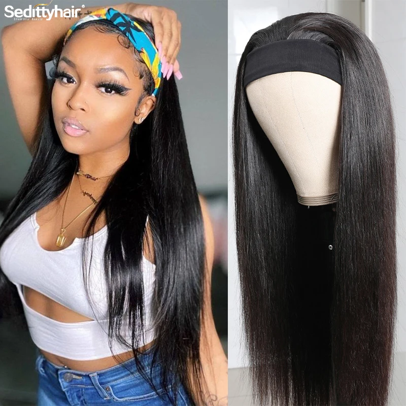 SedittyhairStraight лента для волос манекен шарфа парика натуральные человеческие волосы