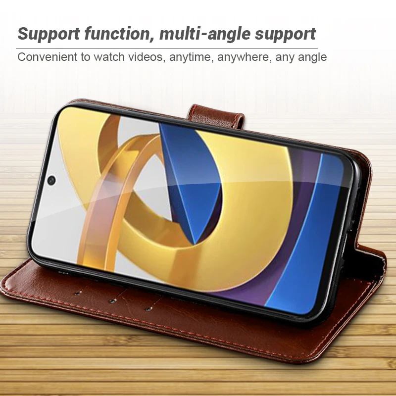 for xiaomi poco m4 pro 5g nfc case book style leather magnetic stand flip phone cover poko pocco little m4pro m 4 pro caso etui free global shipping