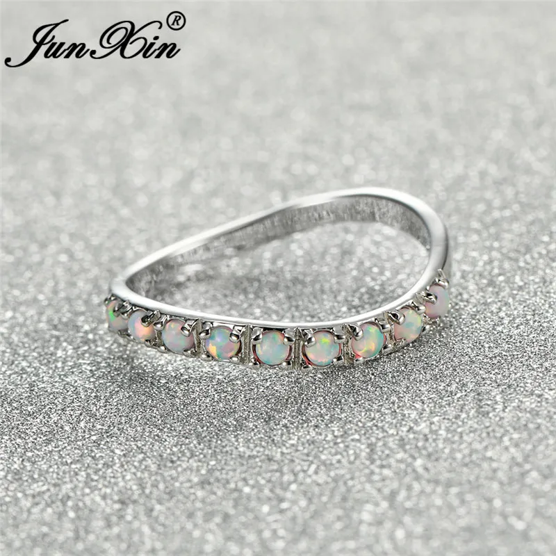 Женское Обручальное кольцо с опалом круглое неправильной формы белым огненным и