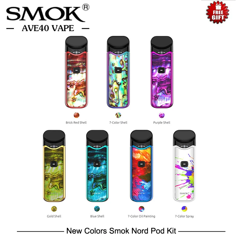 Новый 7 цветов SMOK Nord Pod системный комплект 1100 мАч батарея Vape электронная сигарета