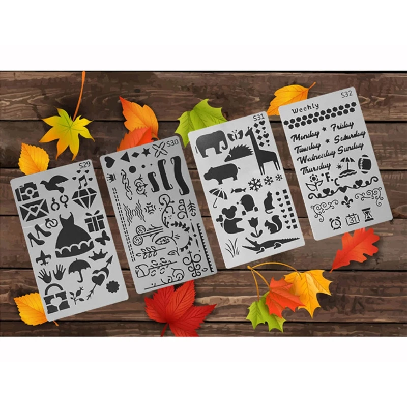 

G92E 36 Pcs/Set Drawing Template Ruler DIY Painting Template Geometric Hollow Out Painting Scrapbooking Embossing Album