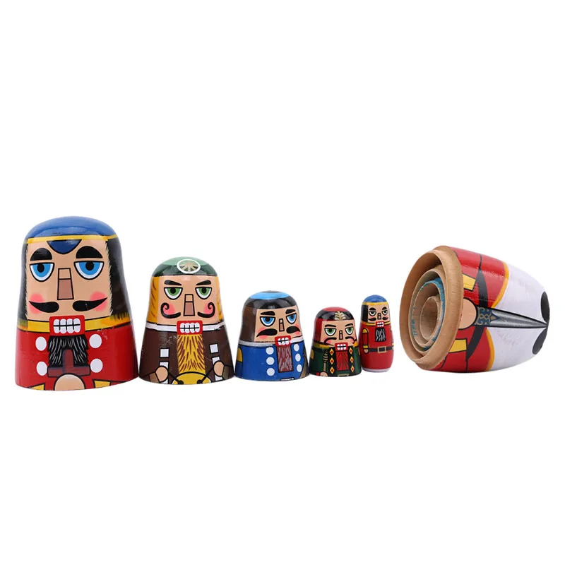 5 Pcs/Set Walnut Russian Dolls Hand Painted Home Decor Birthday Gifts Baby Toys Nesting Wooden Matryoshka | Игрушки и хобби