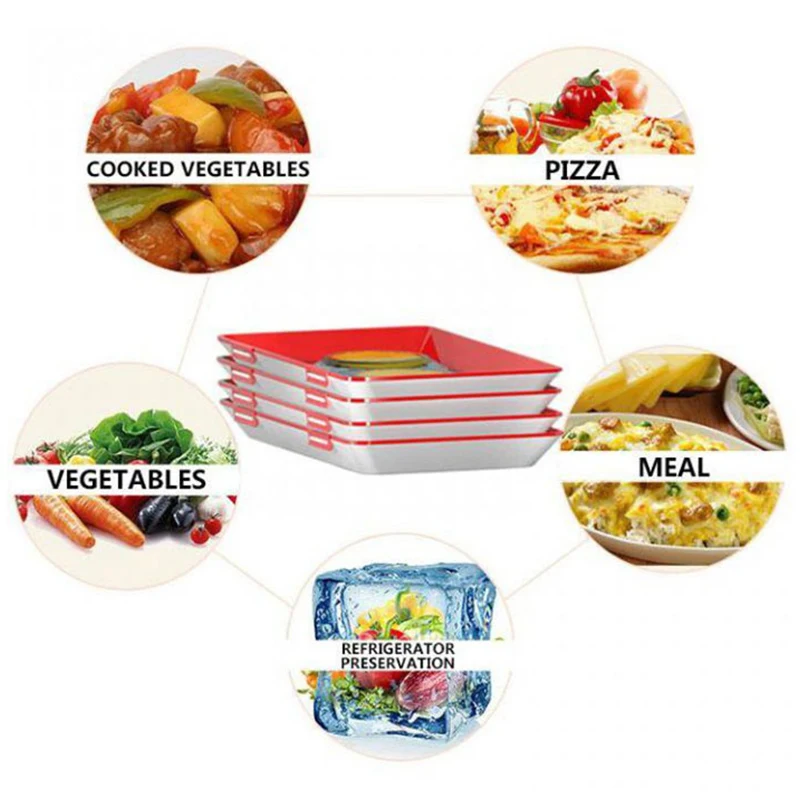 Ноль отходы Штабелируемый креативный поднос для сохранения еды свежий удобный