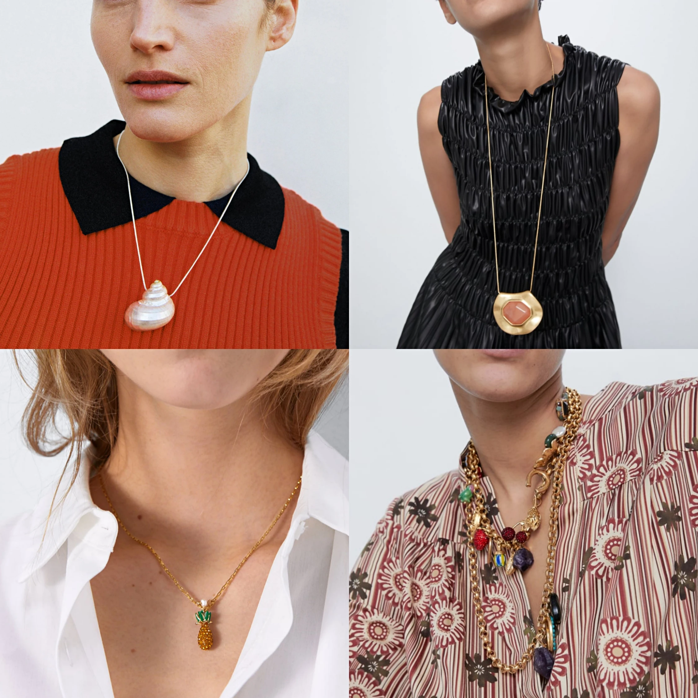 ZA 2020 недавно фруктов ожерелье Мода оболочка жемчужное для женщин летние