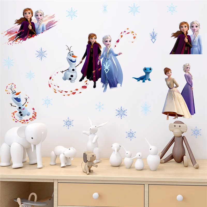 

Disney Frozen Princess 30*60cm Wall Decals Home Decor Living Room Cartoon Elsa Anna Olaf Wall Stickers Pvc Mural Art