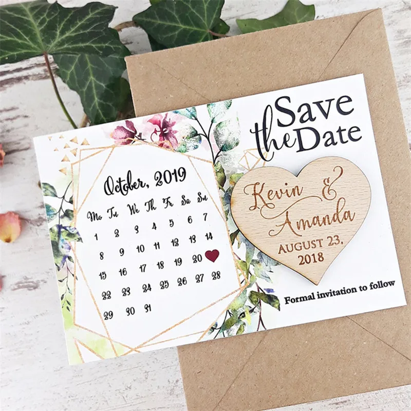 Календарь для свадьбы магниты сохранения даты деревянный магнит в форме сердца