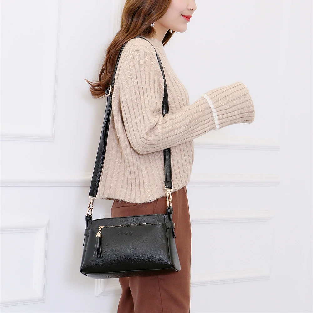 Модная женская сумка через плечо из натуральной кожи с регулируемым ремешком