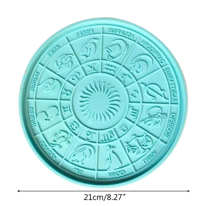 

1 Pc Round Twelve Constellation Divination Tray Epoxy Resin Mold Table Decoration Astrology Board DIY Crafts Silicone Mould