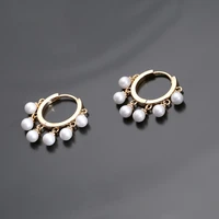 multi beads pearl hoop earring for women round circle gold earrings simple wedding party jewelry gift christmas aretes de mujer