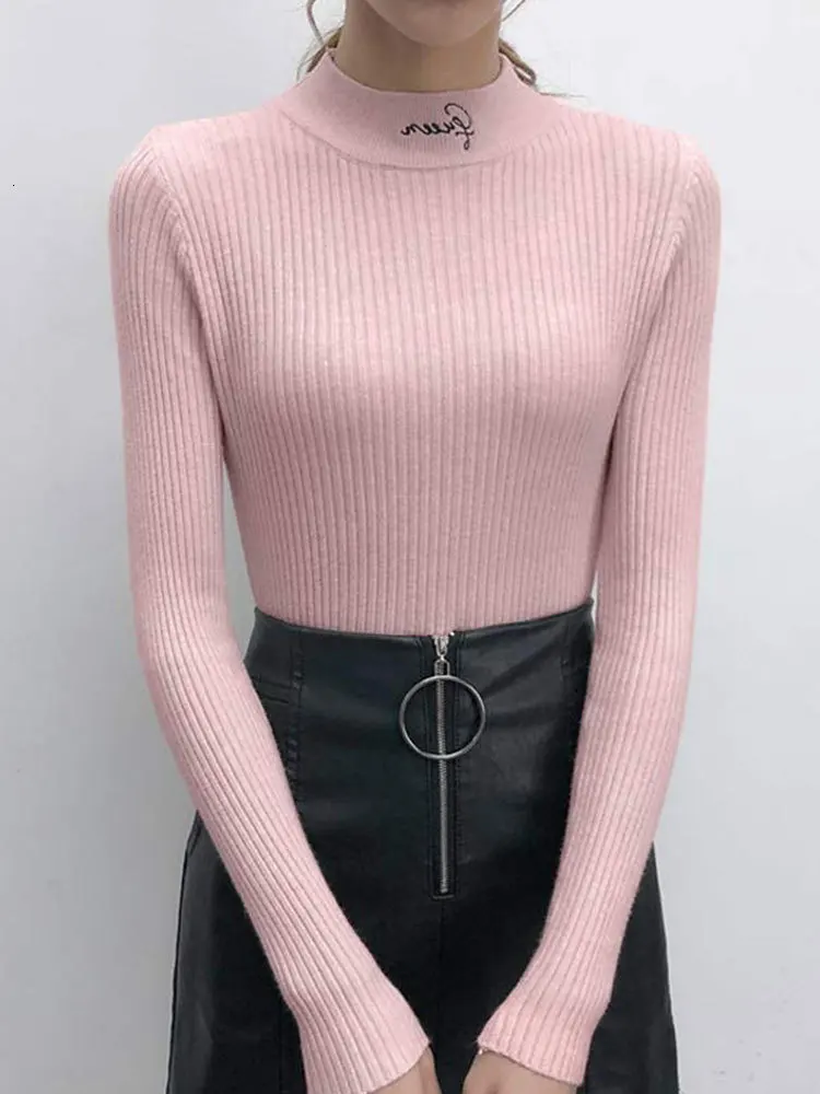 Basic Women Sweater Pullover Autumn Winter Long Sleeve Letter Pullovers Bottoming Tops Female Knitted Jumper Shirt Lady Clothes | Женская