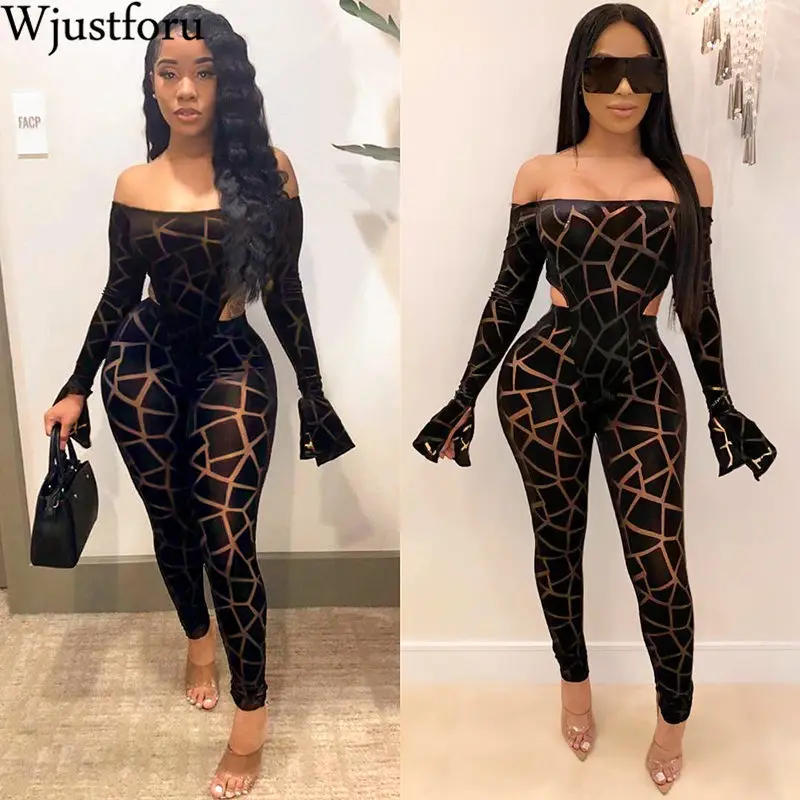 Женский Облегающий комбинезон без бретелек Wjustforu клубный с открытыми плечами и