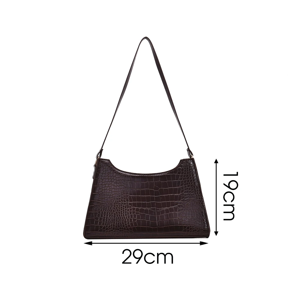 

Fashion Women Handbag Crocodile Leather Retro Shoulder Bag Solid Color Simple Elegant Ladies Totes Lady Phone Handbags and Purse