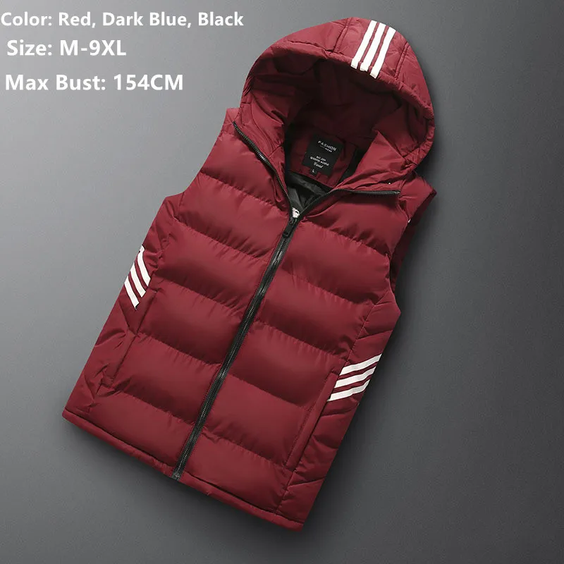 Мужская жилетка без рукавов с капюшоном зимняя Uomo Inverno куртка 6XL 7XL 8XL теплая