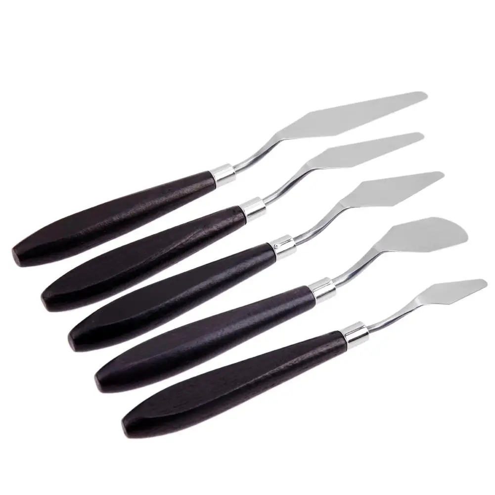 

5pcs Art Gouache Spatula Kit Color Mixing Oil Painting Stainless Steel Knife Arts Tool Drawing Knife Sets Spatula Palette