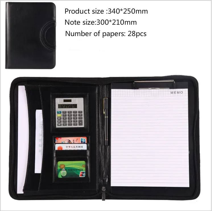 A4 PU Leather File Folder With Calculator Multifunction Office Supplies Organizer Manager Document Pads Briefcase Padfolio Bags |