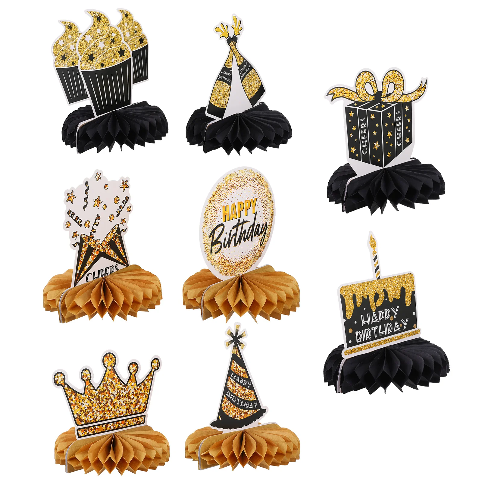 

8pcs Birthday Honeycomb Centerpieces Birthday Honeycomb Toppers Honeycomb Decors