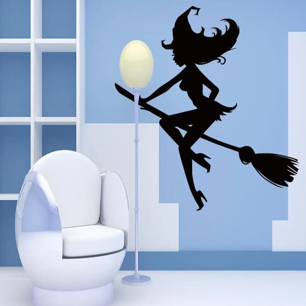 Наклейка на стену Хэллоуин летучая мышь метла ведьмы украшения стен ПВХ 60x60 см