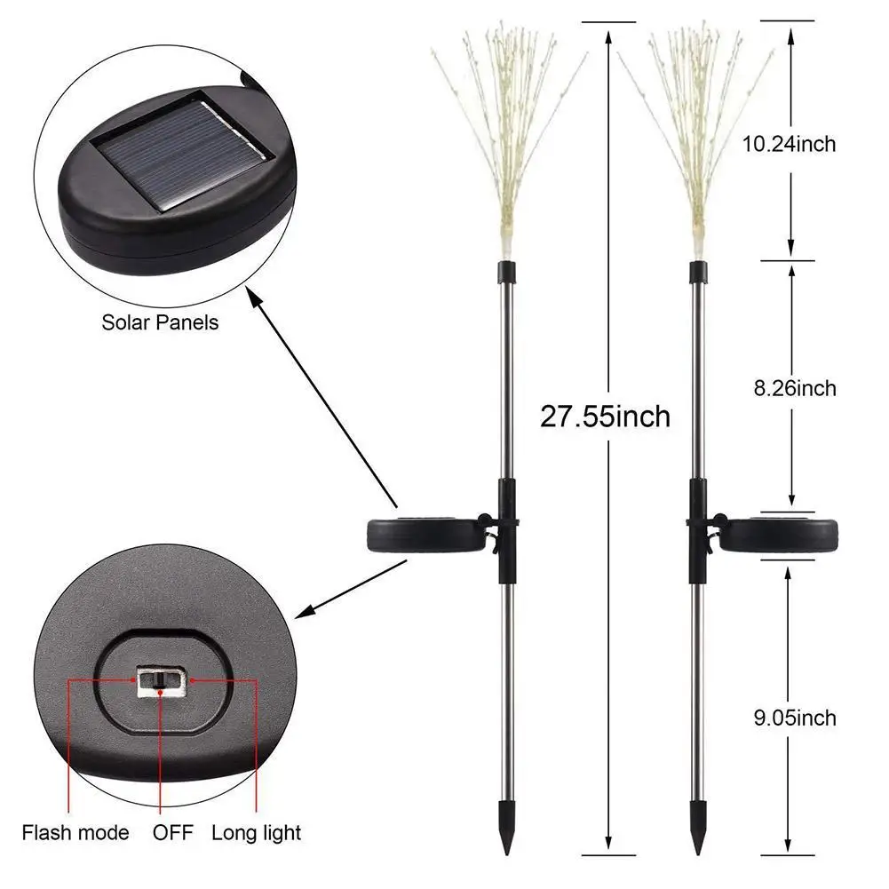 

Color LED Solar Light Outdoor Waterproof Grounding Plug Eight-function Firework Light Holiday Garden Villa Home Decoration Light
