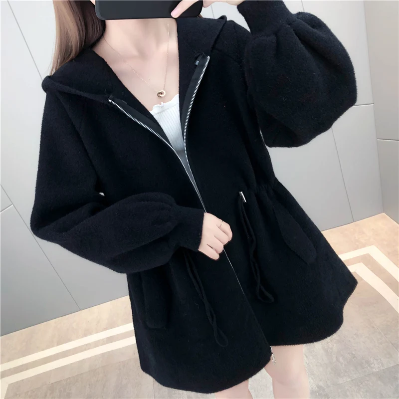 

Room 190964, under the four rows 1 】 will draw string hooded zipper knitting coat cardigan [3021] 106