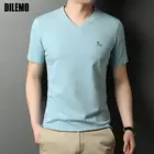 Высококачественные Новые летние брендовые дизайнерские трендовые топы, Повседневная модная простая футболка с коротким рукавом и v-образным вырезом для мужчин