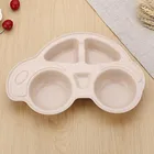 Тарелка из бамбукового волокна для кормления младенцев, милая тарелка в форме машины, посуда из пшеничной соломы для младенцев, Детские тарелки