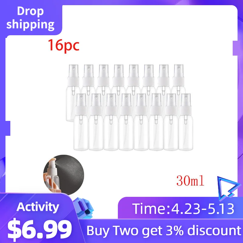 16 шт. прозрачные пустые флаконы для дезинфекции переносные пластиковые