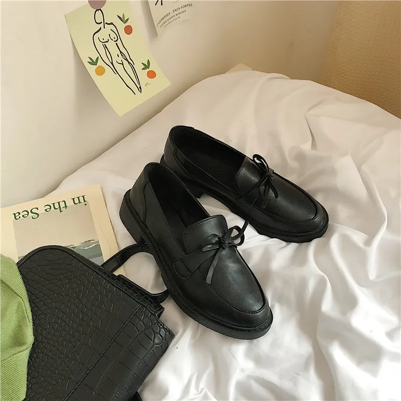 Обувь без шнуровки Цвет Черный Женские туфли оксфорды Лоферы Теннисные с