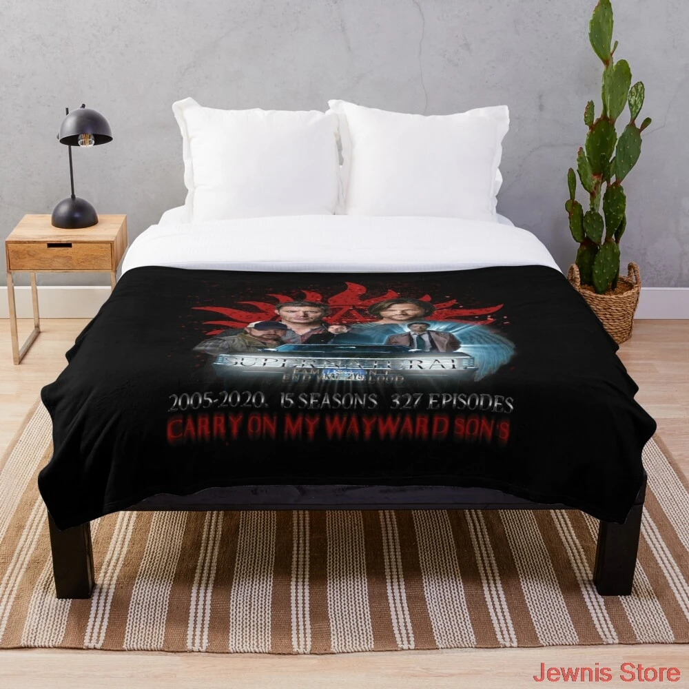 

Supernatural Family dont end with Blood 4R Throw Blanket Fleeceon Bed/Crib/Couch Adult Baby Girls Boys Kids Gift