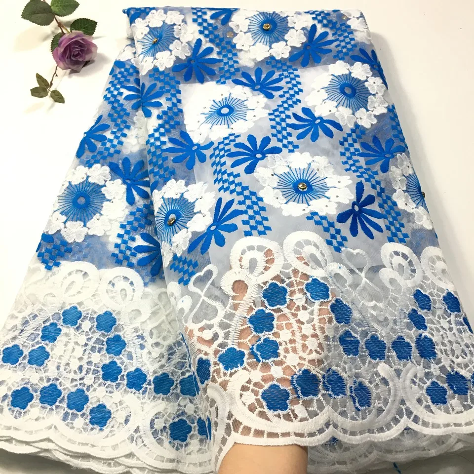 

2021 High Quality Nigeria Lace Fabric Latest Stones Mesh African Net Lace Fabric Swiss Volie Cotton Lace Fabric M33361
