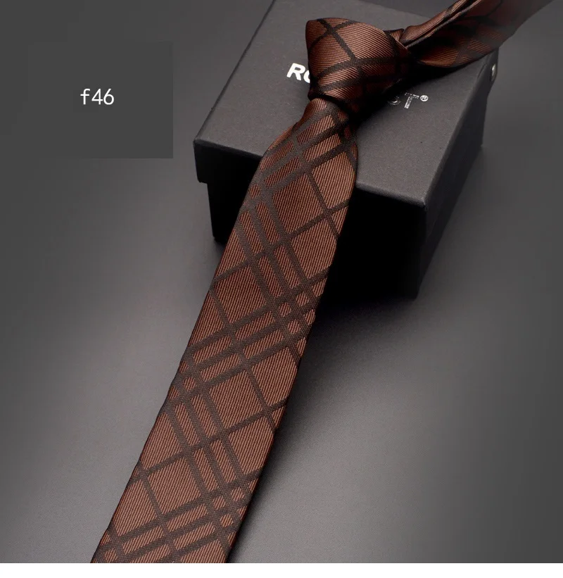 

2019 New Arrivals Fashion Designer 6CM Slim Necktie for Men Business Formal Casual Wedding Party Big grid Neck Tie with Gift Box