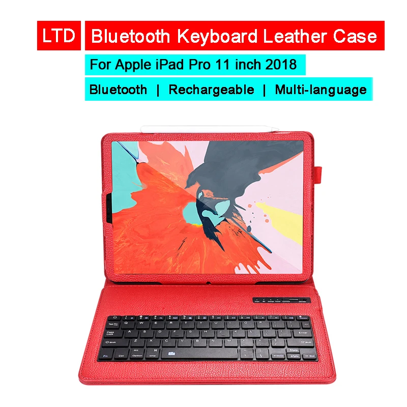 Кожаный чехол с Bluetooth клавиатурой для iPad Pro 11 2018 русская Арабская иврит Чешская