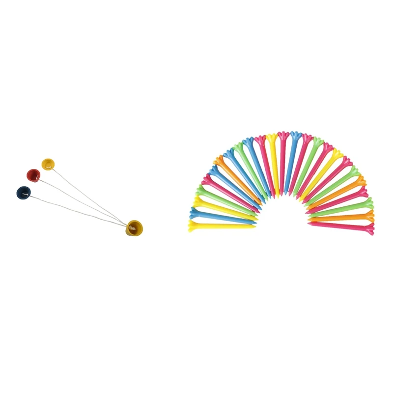 

4 предмета в комплекте с двумя стрелами на резиновой подошве колышки для гольфа и 25 шт. 67 мм пластиковые Цвет смешанные колышки для гольфа Го...