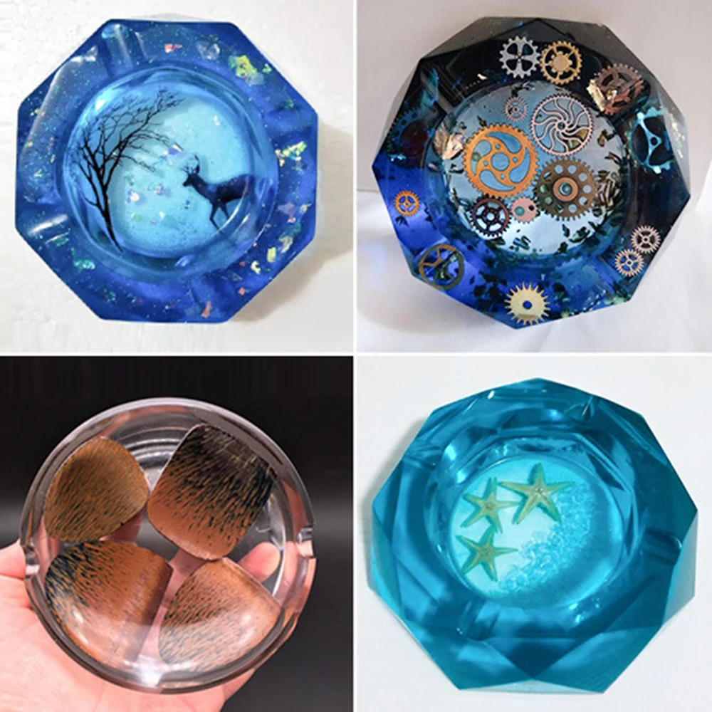 

DIY Ashtray Tray Dish Resin Mold Bear Flower Plate Epoxy Molds Handmade Silicone Casting Dish Mould Jewelry Making Tools