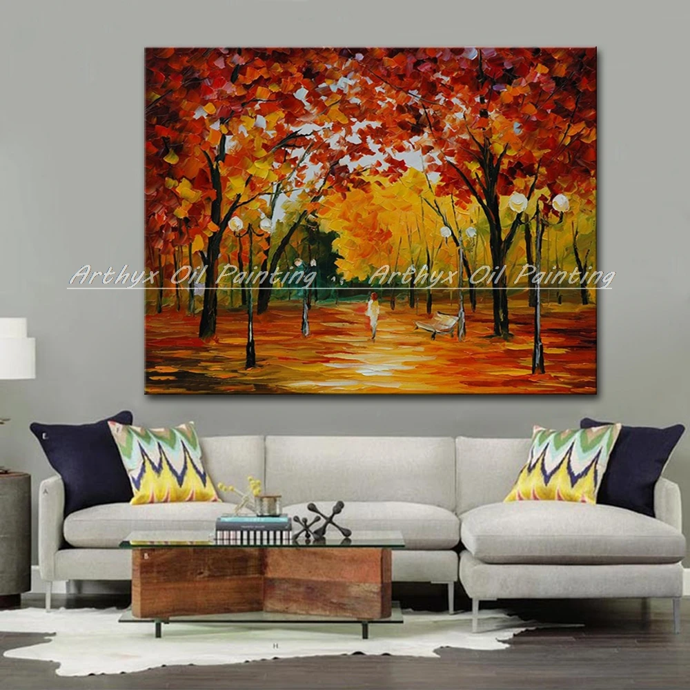 Абстрактная Палитра с ножом ручная роспись дерево пейзаж картина маслом на