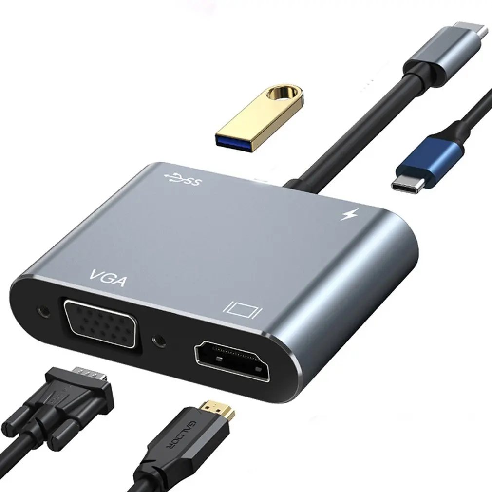 

USB C 4k Type c to Adapter VGA USB3.0 HDMI-compatible Audio video Converter PD 87W Fast charger for Macbook pro Samsung s9 s10