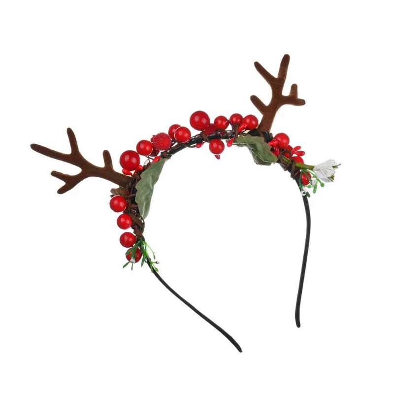 Головной убор с красными рогами оленем Рогом ветками дерева повязкой на голову